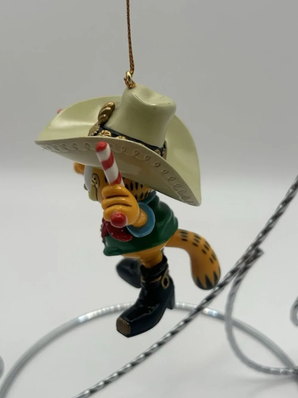 GARFIELD Ornament Trim-A-Tree Paws Christmas COWBOY Candy Cane Guns 1996 Vintage